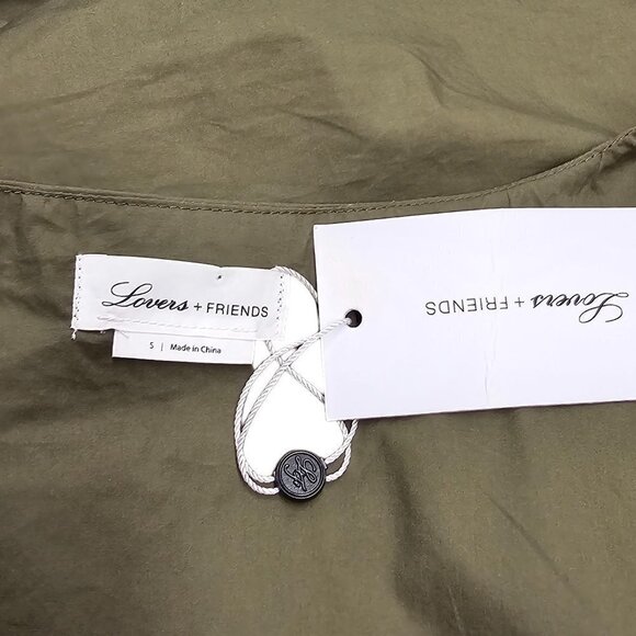 Lovers & Friends Button Front V-Neck Puff Sleeve Top Green Size Small - Picture 8 of 9